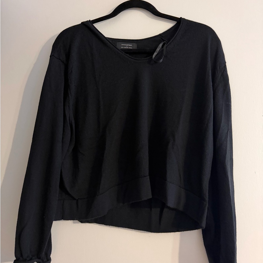 Banana Republic Black Crop Merino Wool Sweater